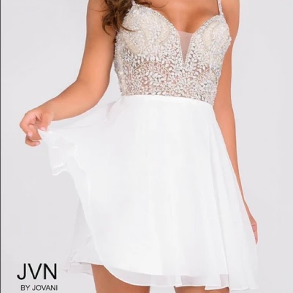 JVN by Jovani white sparkley homecoming prom dress